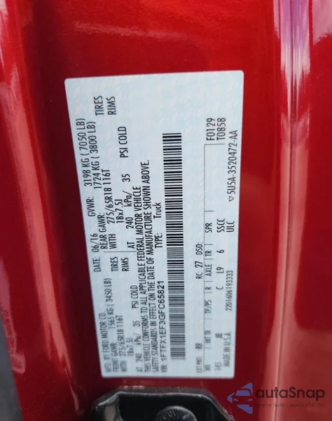 2016 Ford F150 Super Cab from USA, damaged, VIN 1FTFX1EF3GFC65821